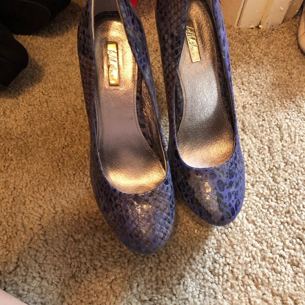 Purple snake skin heels